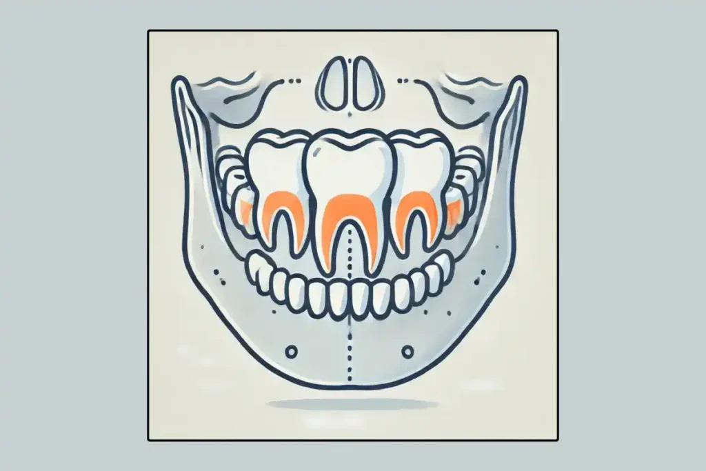 Medical illustration showing wisdom teeth positions