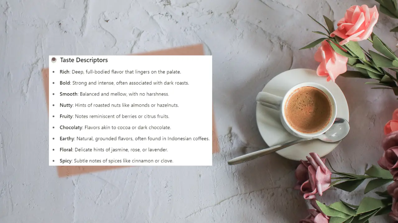 words to describe coffee